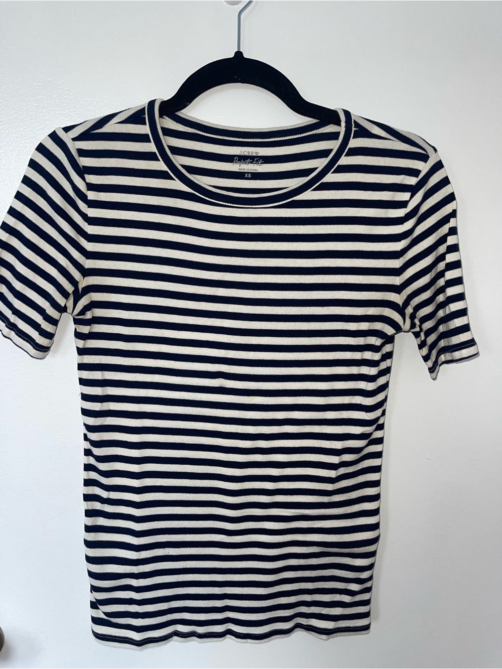 J. Crew Navy and White Striped Short Sleeve Tee